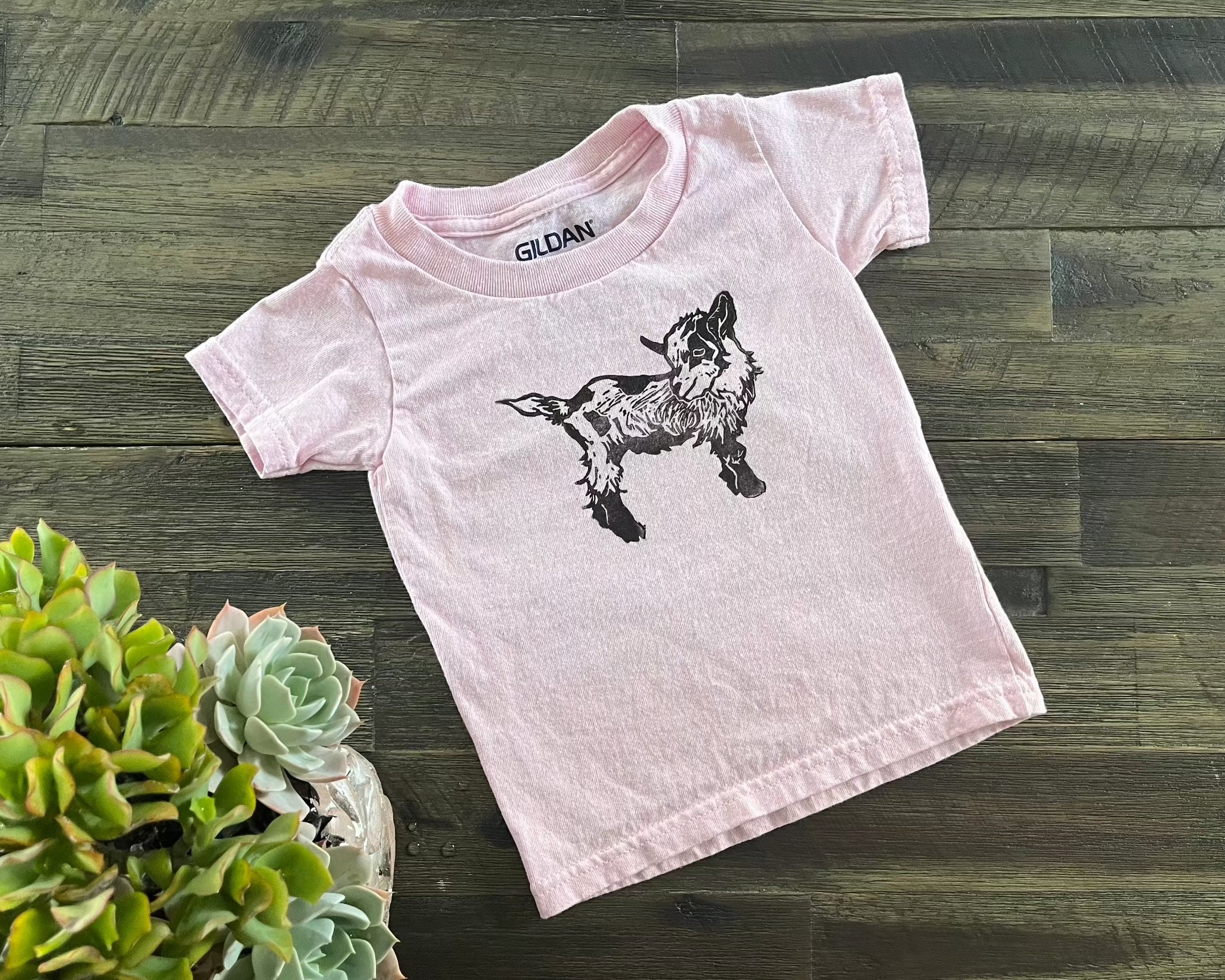 Baby goat block print toddler t-shirt