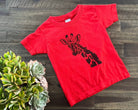 Hand printed giraffe block print toddler t-shirt