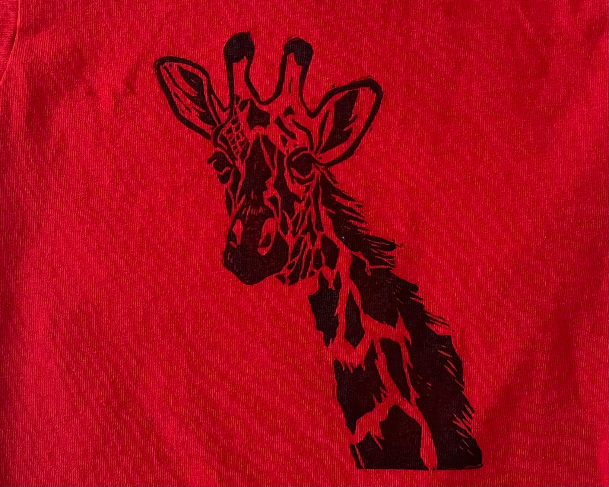 Hand printed giraffe block print toddler t-shirt