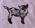 Baby goat block print toddler t-shirt close up