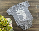 Chameleon block print baby onesie light gray