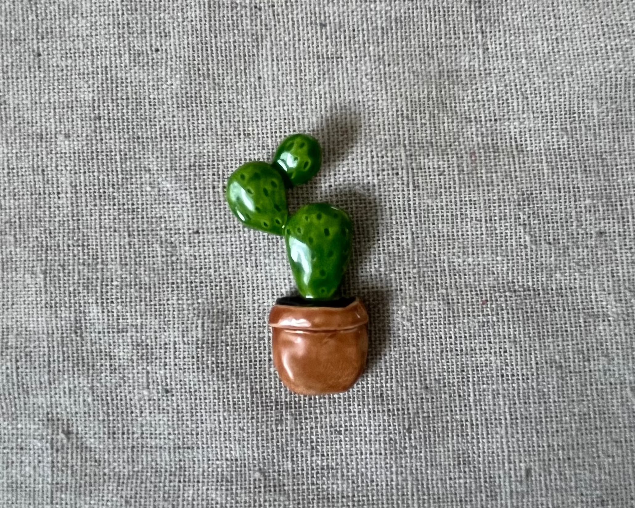 Cactus handmade polymer clay brooch pin