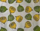 Hand printed lemon and lime tote bag close up