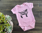 Baby goat block print baby onesie