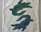 Alligator block print eco shopping bag close up