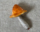 Handmade mushroom polymer clay brooch pin close up