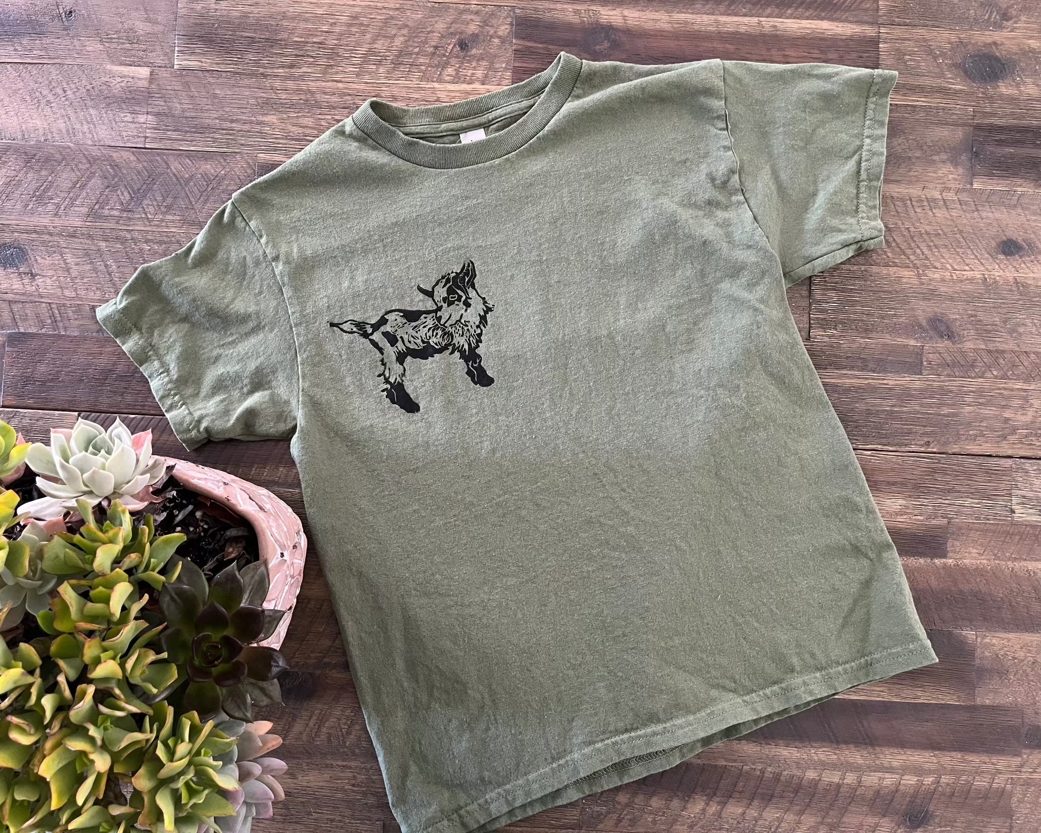 Baby goat block print youth t-shirt