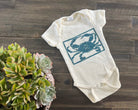 Crab block print baby onesie