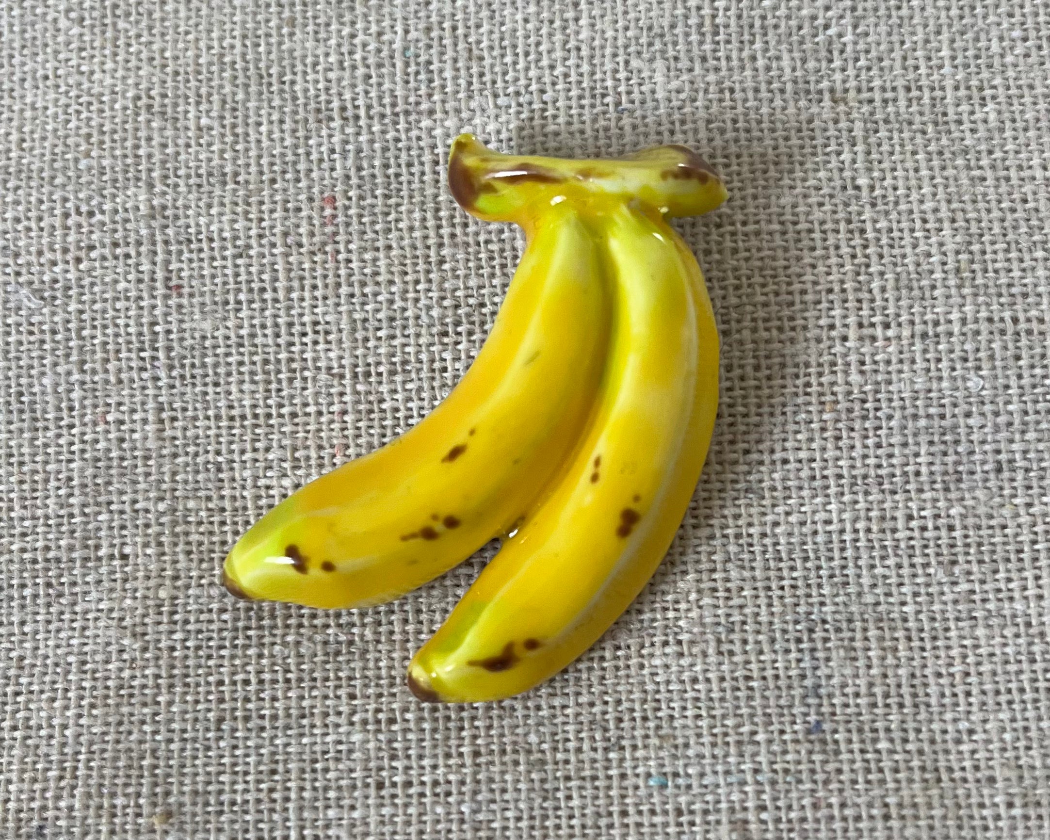 Bananas handmade polymer clay brooch pin close up