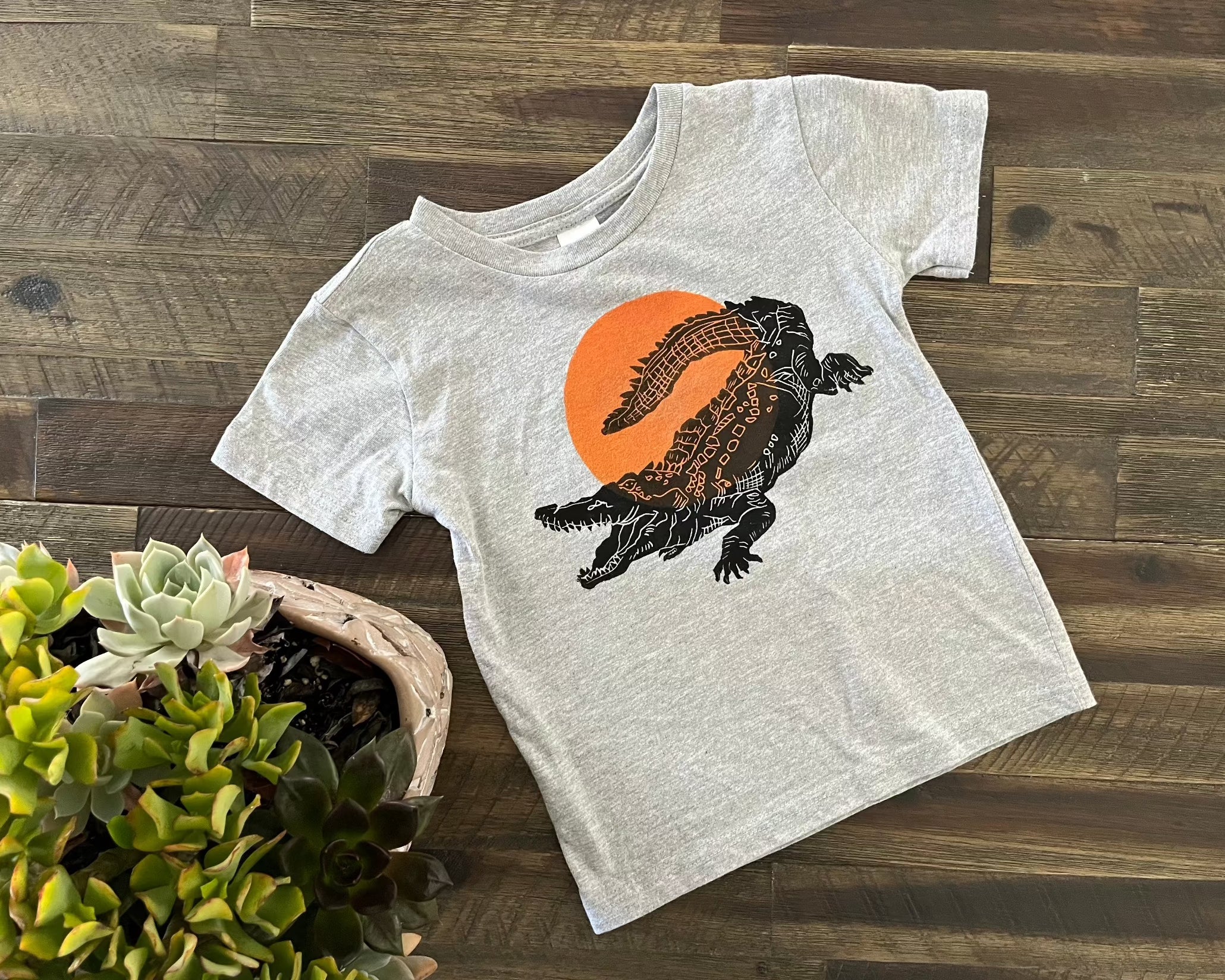 Alligator and sun block print toddler t-shirt