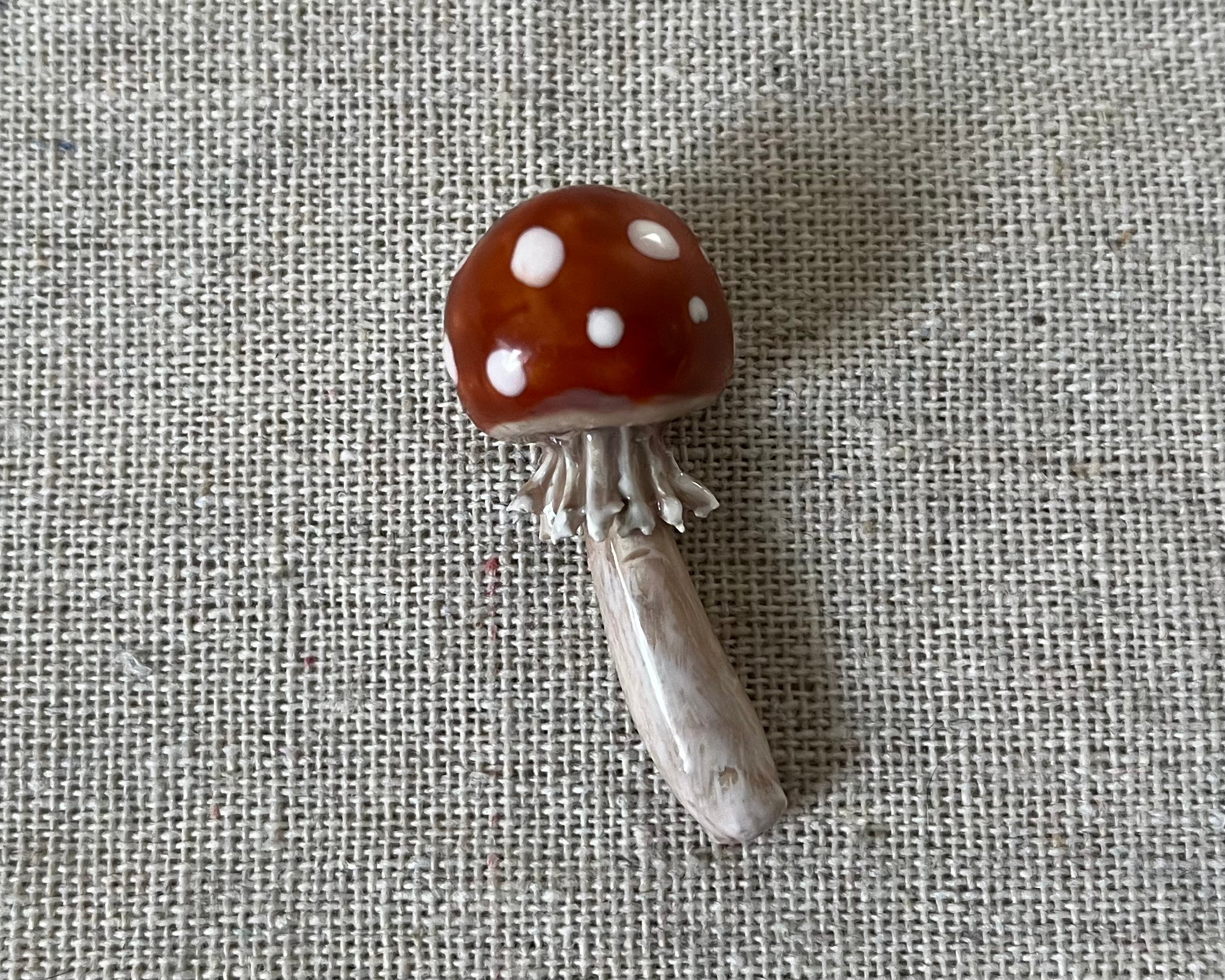 Handmade mushroom polymer clay brooch pin