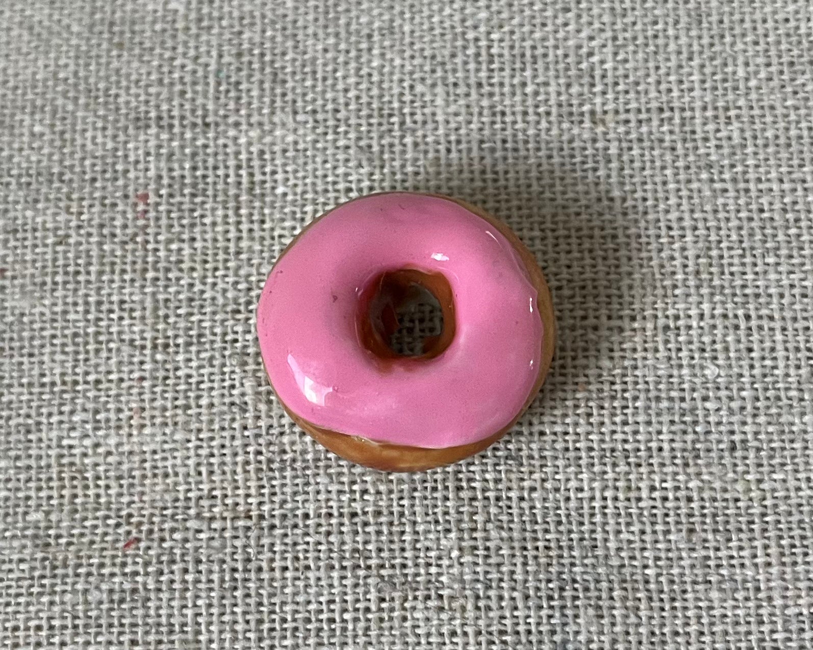 Doughnut handmade polymer clay brooch pin close up