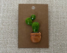 cactus handmade polymer clay brooch pin paper background