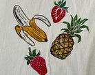 hand printed fruits block print close up